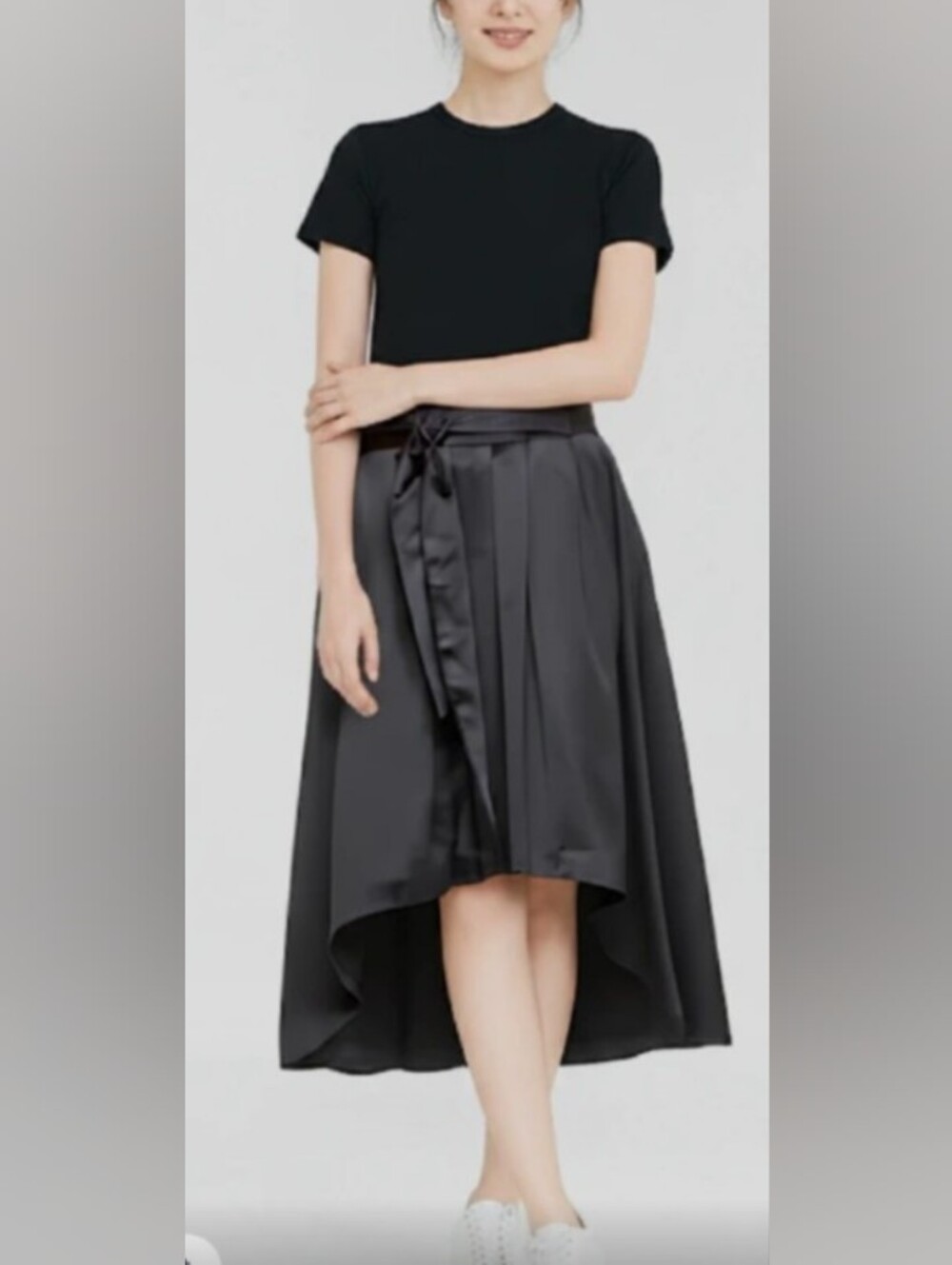 ELLE Holiday Hostess High-Low Satin Skirt